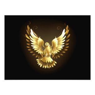 Faux Gold Foil Peace Dove on Black Photo Print