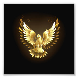 Faux Gold Foil Peace Dove on Black Photo Print