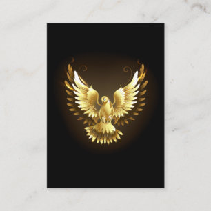 Faux Gold Foil Peace Dove on Black Place Card