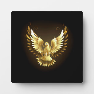 Faux Gold Foil Peace Dove on Black Plaque