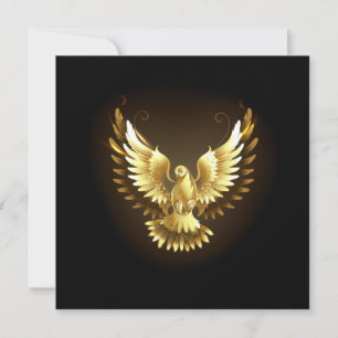 Faux Gold Foil Peace Dove on Black Save The Date