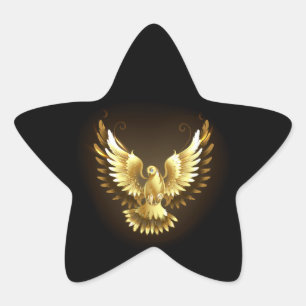 Faux Gold Foil Peace Dove on Black Star Sticker
