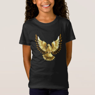 Faux Gold Foil Peace Dove on Black T-Shirt