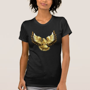 Faux Gold Foil Peace Dove on Black T-Shirt