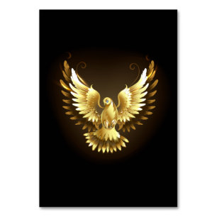 Faux Gold Foil Peace Dove on Black Table Number