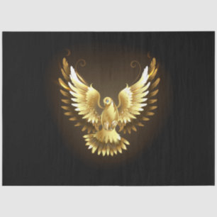 Faux Gold Foil Peace Dove on Black Tissue Paper