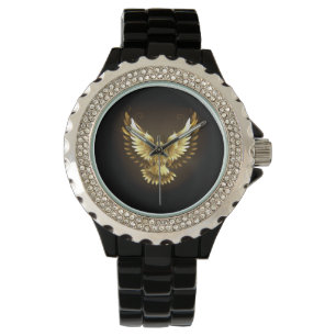 Faux Gold Foil Peace Dove on Black Watch