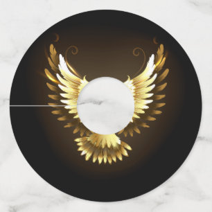 Faux Gold Foil Peace Dove on Black Wine Glass Tag