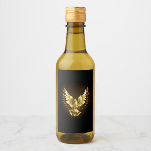 Faux Gold Foil Peace Dove on Black Wine Label