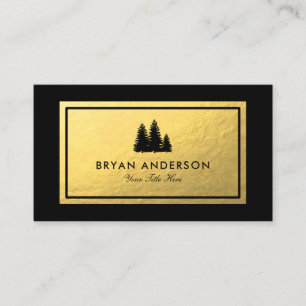Faux Gold Foil - Pine Trees Logo Business Card