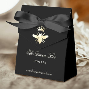 faux gold foil queen bee jewellery logo favour box