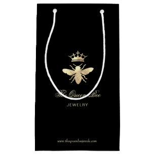 faux gold foil queen bee jewellery small gift bag