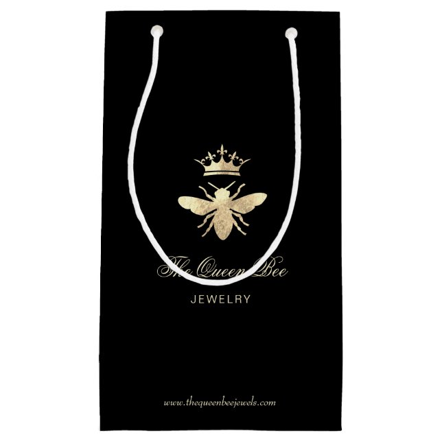 faux gold foil queen bee jewellery small gift bag (Front)
