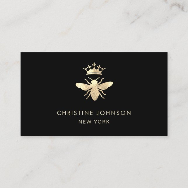 faux gold foil queen bee logo business card (Front)