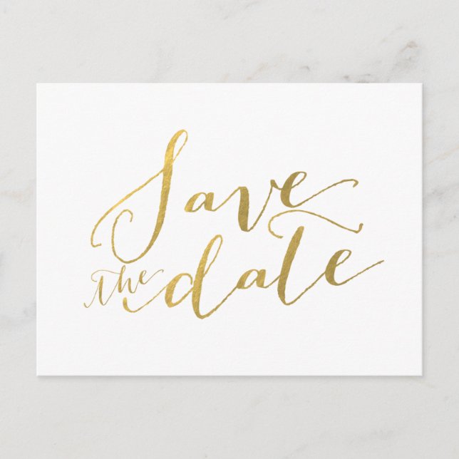 Faux Gold Foil Save the Date Postcard (Front)