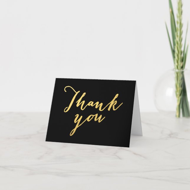 Faux Gold Foil Script | Wedding Thank You Card (Front)