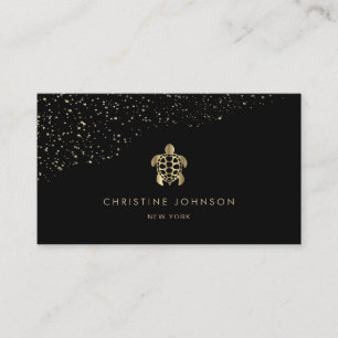 faux gold foil sea turtle business card