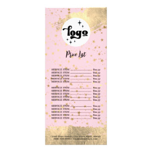 faux gold foil stars beauty salon price list  rack card