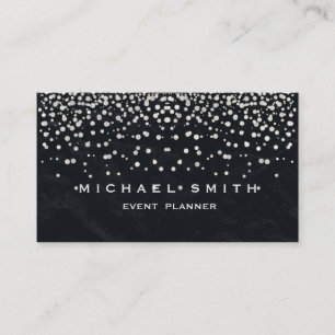 Faux Gold Foil Subtle Glitter Black Business Card