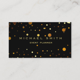 Faux Gold Foil Subtle Glitter Black Business Card
