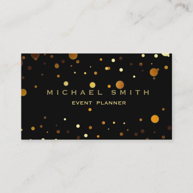Faux Gold Foil Subtle Glitter Black Business Card (Front)