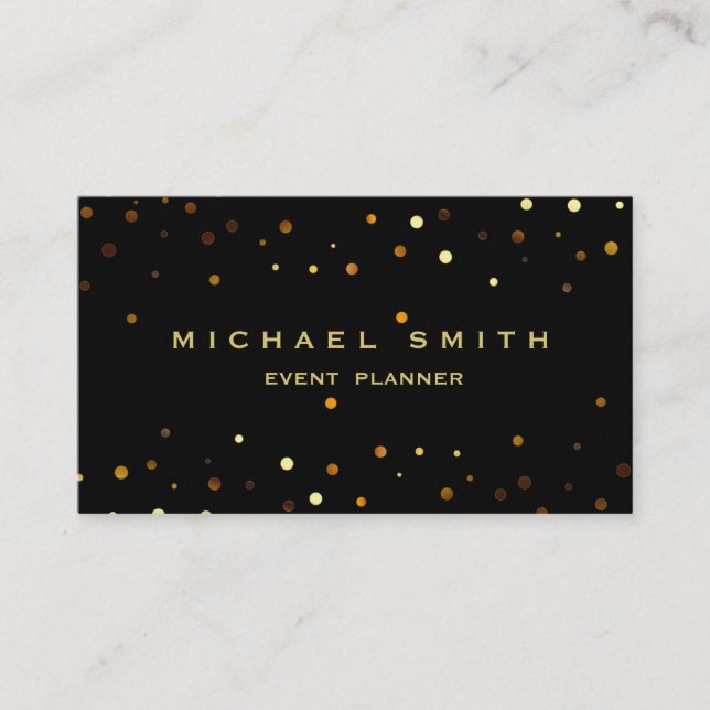 Faux Gold Foil Subtle Glitter Black Business Card (Front)