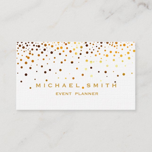 Faux Gold Foil Subtle Glitter White Business Card (Front)
