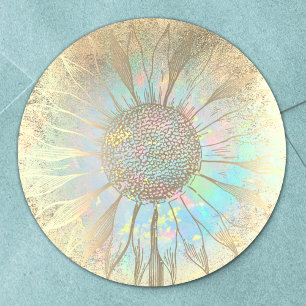 faux gold foil sunflower  classic round sticker