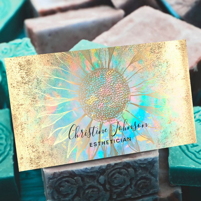 faux gold foil sunflower logo business card (Creator Uploaded)