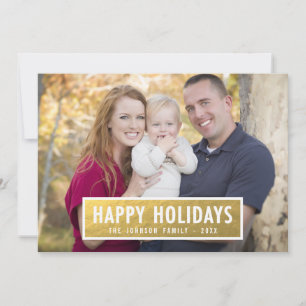 Faux Gold Foil Tag Holiday Photo Card