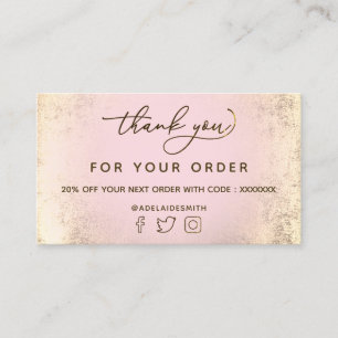 faux gold foil thank you card