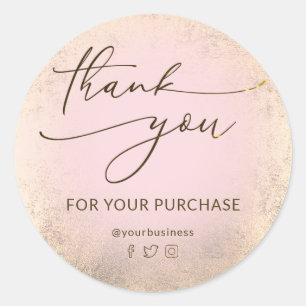 faux gold foil thank you classic round sticker