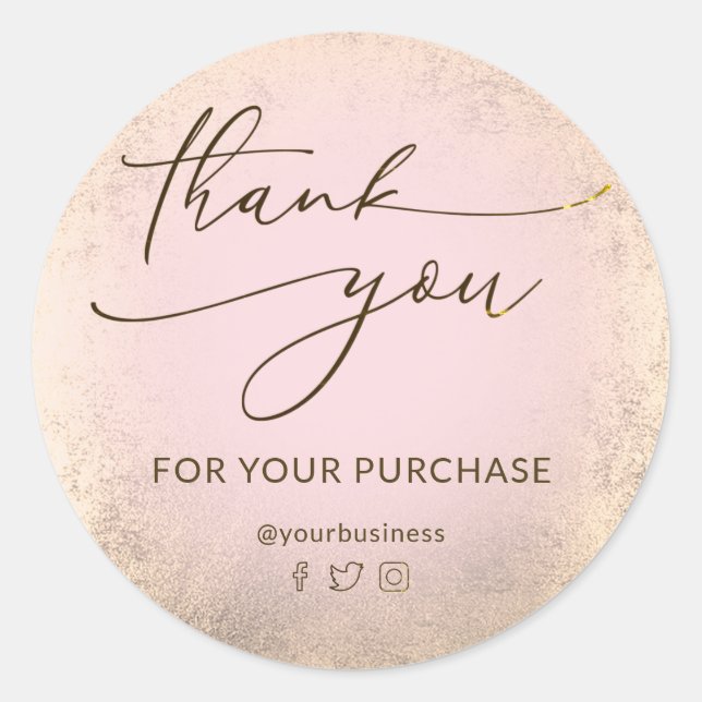 faux gold foil thank you classic round sticker (Front)