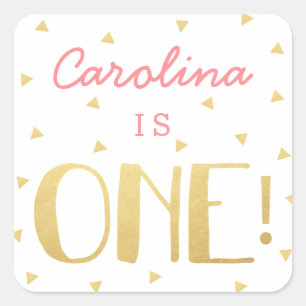 Faux Gold Foil Triangles 1st Birthday Stickers