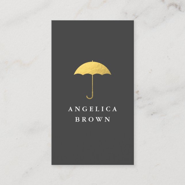 Faux Gold Foil Umbrella Business Card (Front)