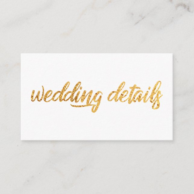 Faux Gold Foil, Wedding Details Enclosure Cards (Front)