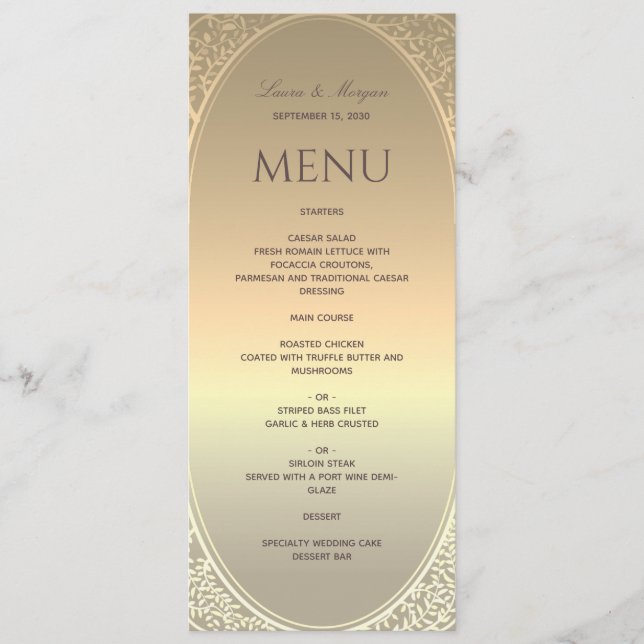 Faux Gold Foil Wedding Menu (Front)