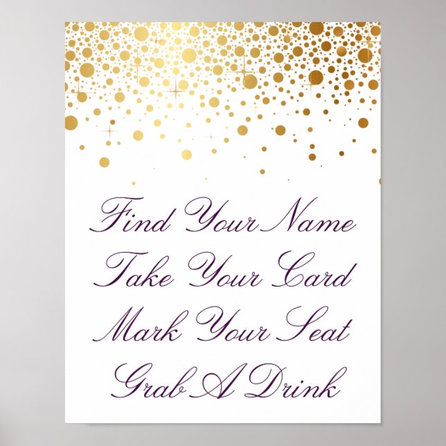 Faux Gold Foil Wedding Poster | Custom Listing (Front)