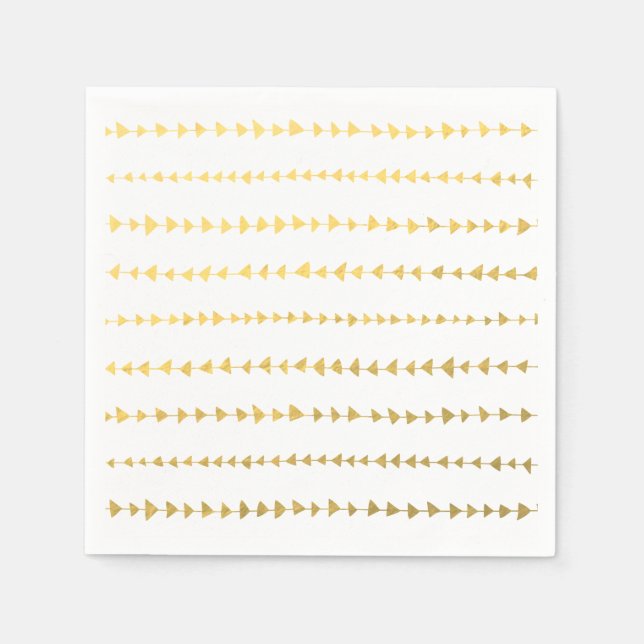 Faux Gold Foil White Arrows Pattern Napkin (Front)