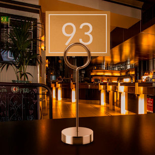 Faux Gold Foil White Minimalist Text Restaurant Table Number