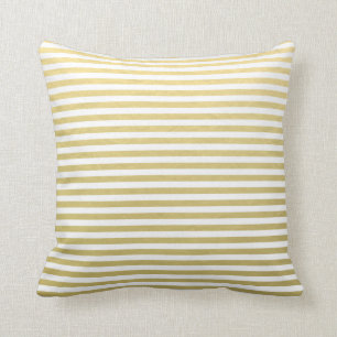 Faux Gold Foil White Stripes Pattern Cushion