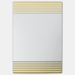 Faux Gold Foil White Stripes Pattern Post-it Notes