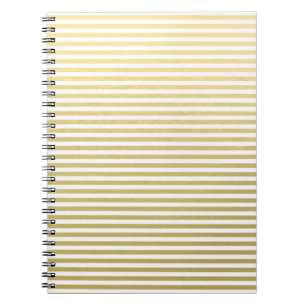 Faux Gold Foil White Stripes Pattern Spiral Notebook