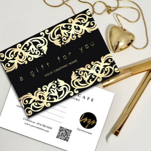 Faux Gold Frame Sparkles On Black gift certificate