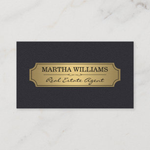 Faux Gold Frame with Leather Background Business Card