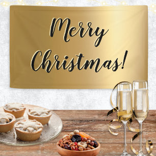 Faux Gold Fun Chic Festive Stylish Merry Christmas Banner