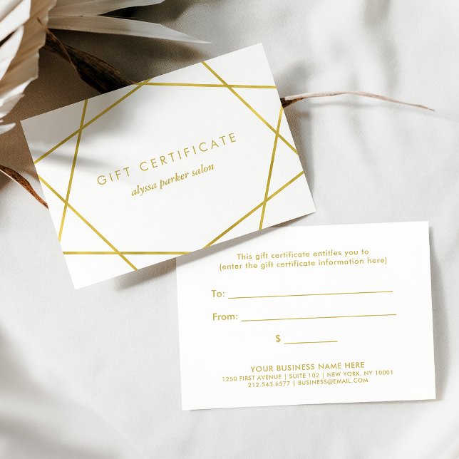 Faux Gold Geometric on White | Gift Certificate (Creator Uploaded)