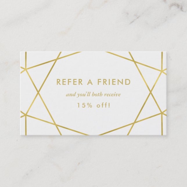 Faux Gold Geometric on White | Referral Card (Front)