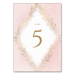 Faux gold gilded botanical foliage elegant wedding table number
