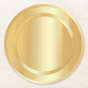 Faux Gold Glamourous Template Elegant Trendy Round Paper Coaster